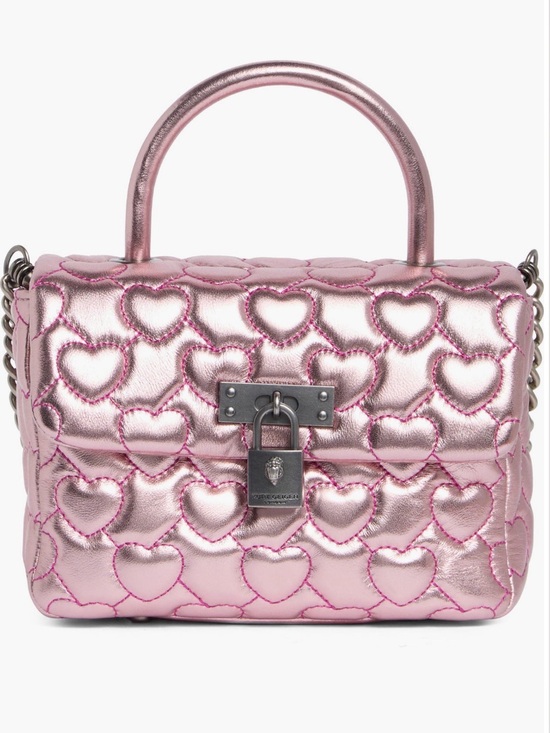 Kurt Geiger Handbags - Kurt Geiger Pink Quilted Heart-Embossed Metallic Crossbody or Top-Handle Bag